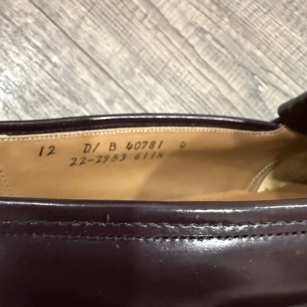 JOHNSTON & MURPHY OPTIMA Mens 12 Shoe Wingtip Tassel Loafer Burgundy Leather USA